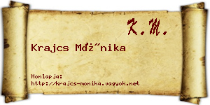 Krajcs Mónika névjegykártya